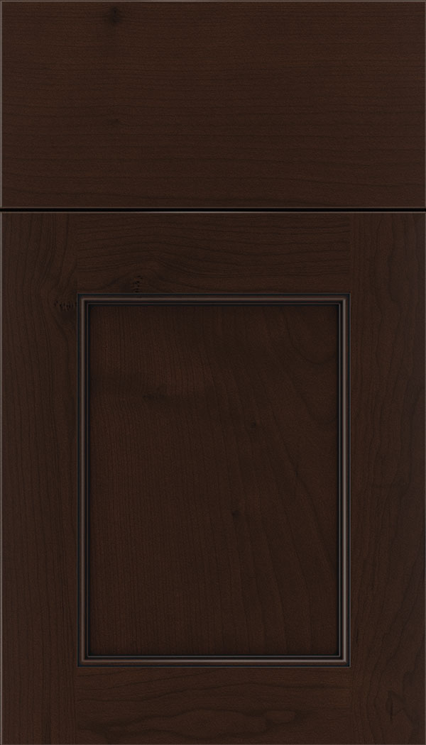 Lexington Cherry recessed panel cabinet door in Cappuccino with Black glaze