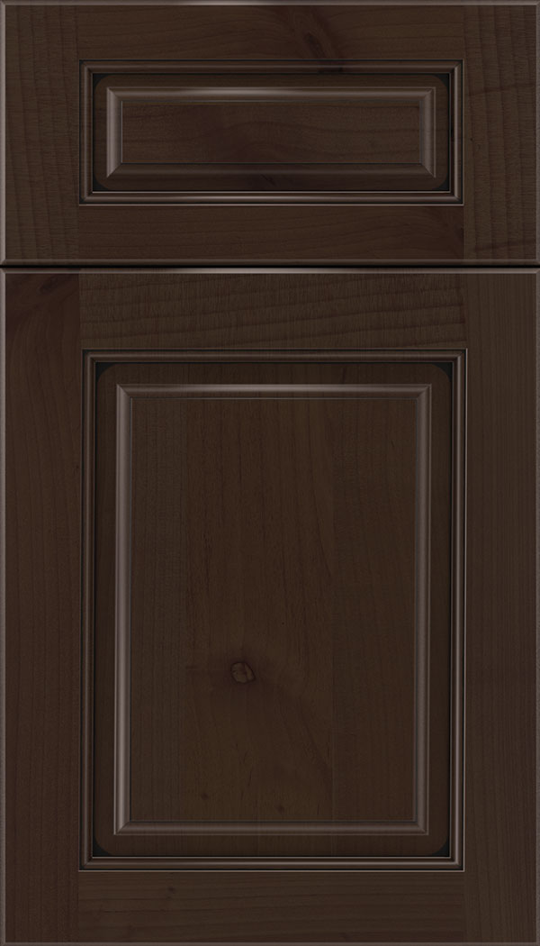 Marquis 5pc Alder raised panel cabinet door in Cappuccino with Black glaze
