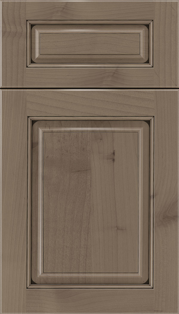 Marquis 5pc Alder raised panel cabinet door in Winter with Black glaze