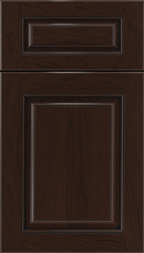 Marquis 5pc Cherry raised panel cabinet door in Cappuccino with Black glaze