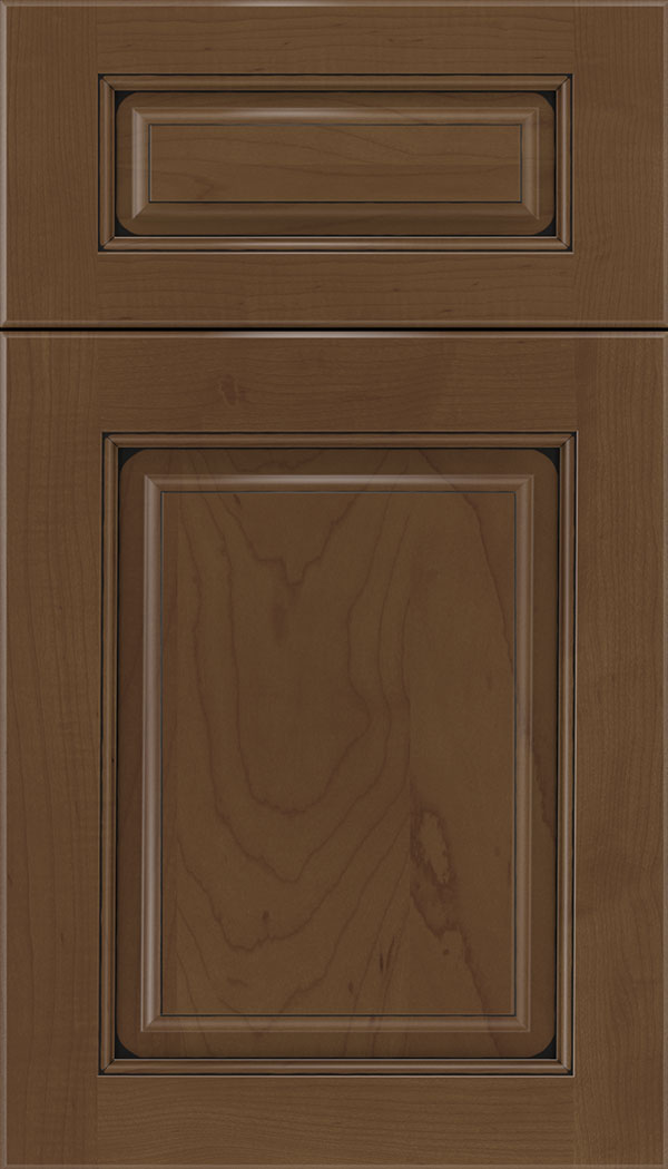 Marquis 5pc Maple raised panel cabinet door in Sienna with Black glaze