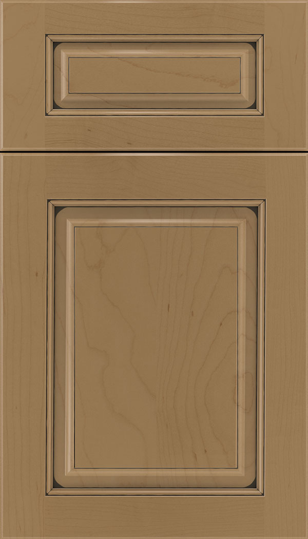 Marquis 5pc Maple raised panel cabinet door in Tuscan with Black glaze