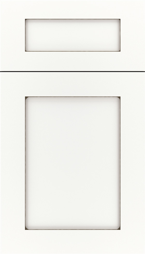 Plymouth 5pc Maple shaker cabinet door in Whitecap with Smoke glaze