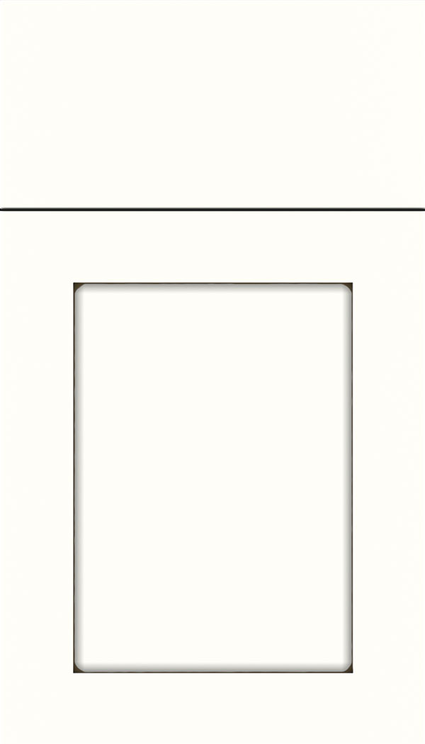 Plymouth Maple shaker cabinet door in Alabaster with Smoke glaze