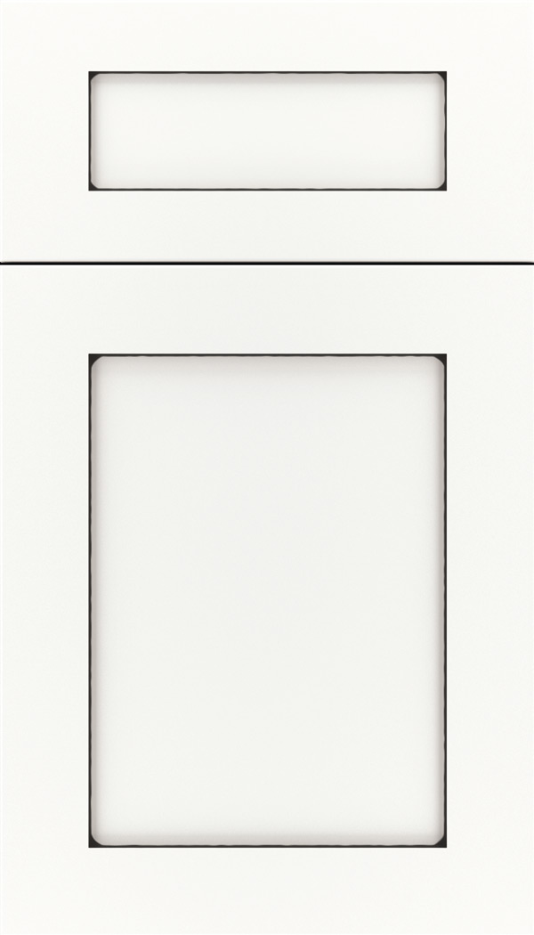 Salem 5pc Maple shaker cabinet door in Whitecap with Black glaze