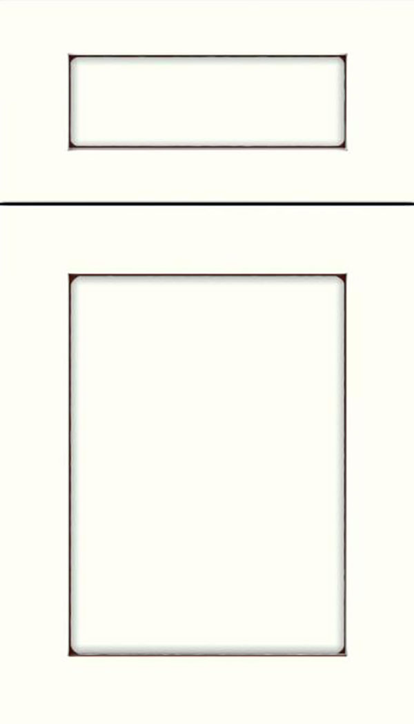 Salem 5pc MDF shaker cabinet door in Alabaster with Mocha glaze