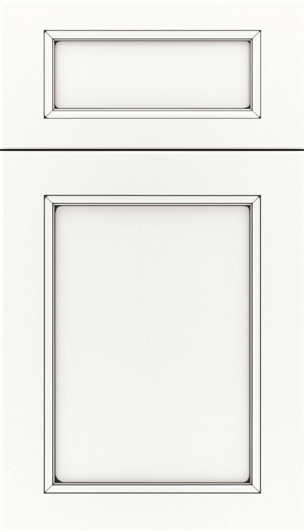 Templeton 5pc Maple recessed panel cabinet door in Whitecap with Black glaze