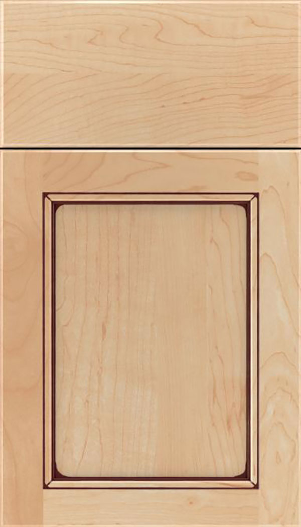 Templeton Maple recessed panel cabinet door in Natural with Mocha glaze
